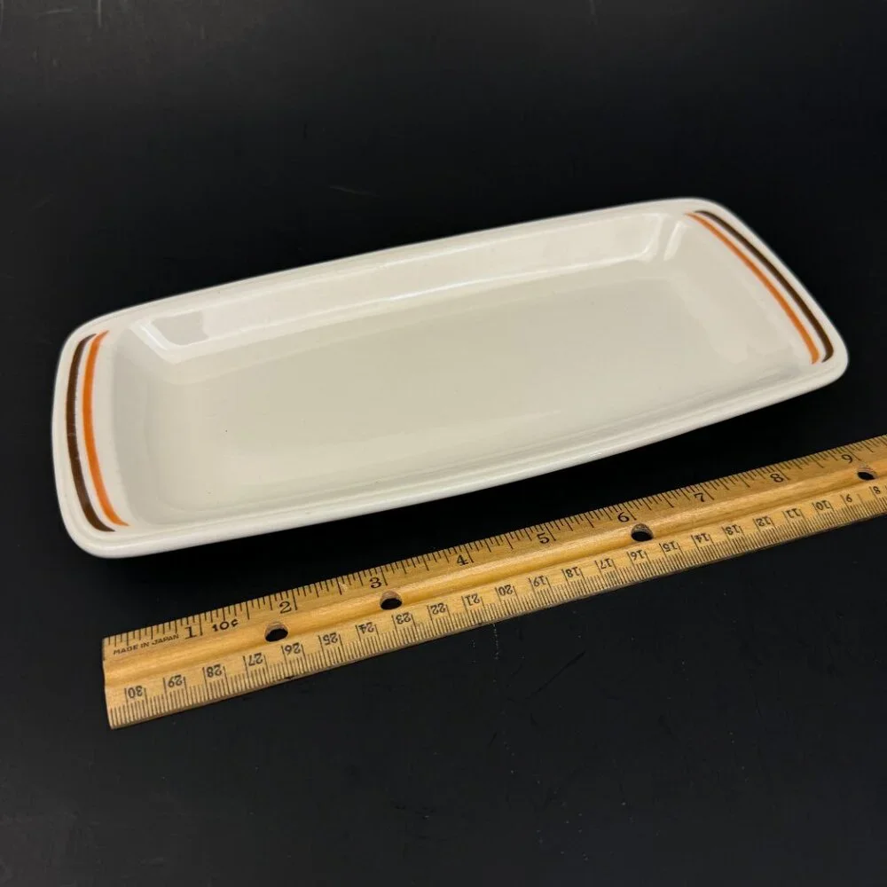 Vtg Mark Buffalo USA Restaurant Ware Thin Rectangular Dish Decor Orange Brown‎